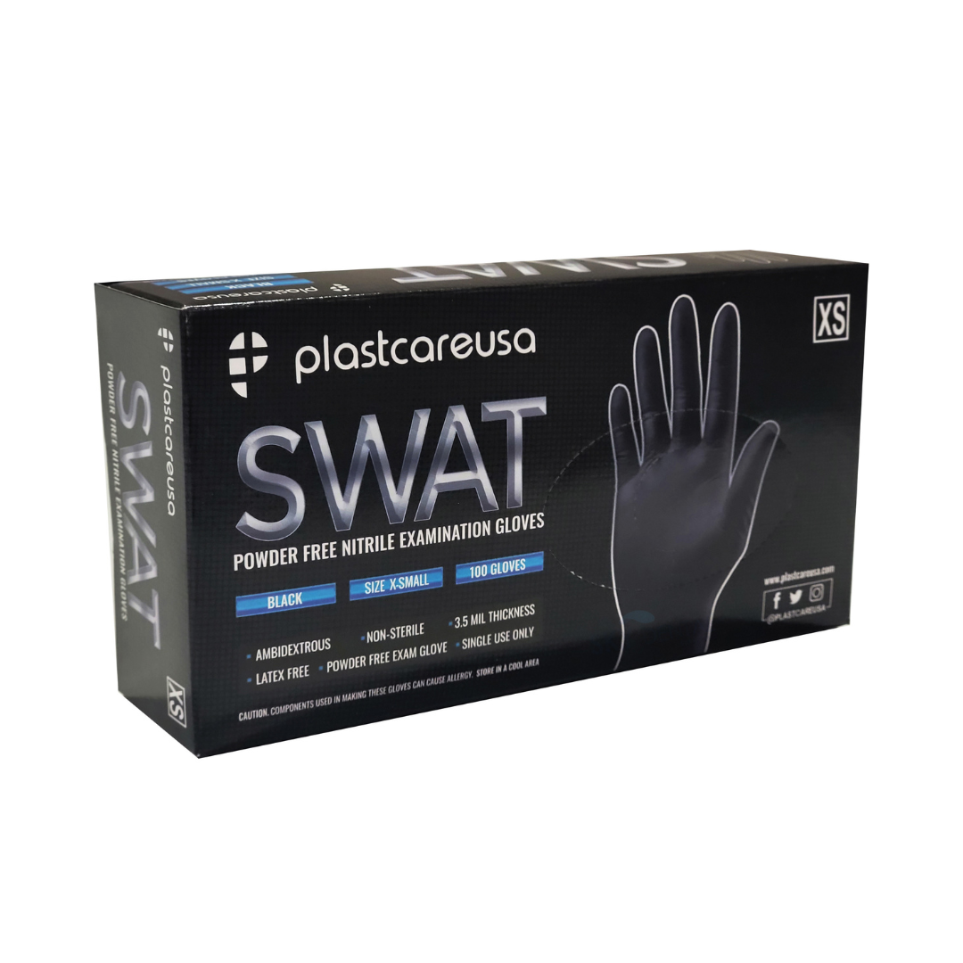 Black powder free nitrile gloves